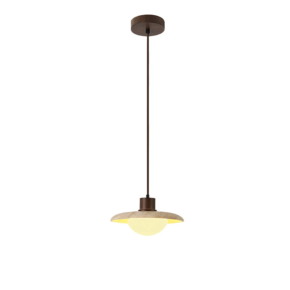 Artisan Japanese Modern Travertine Hanging Light Authentic