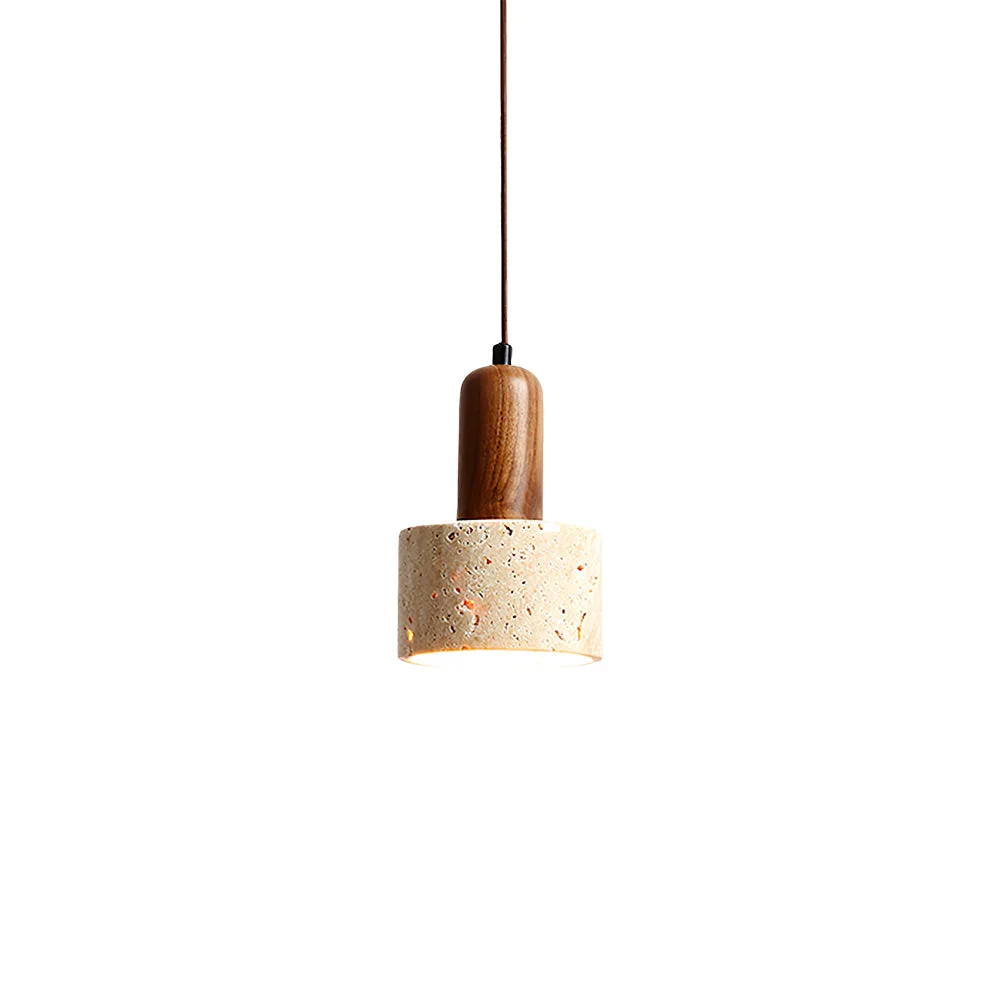 Traditional Natural Travertine Cylinder Pendant Light Environmentally Friendly