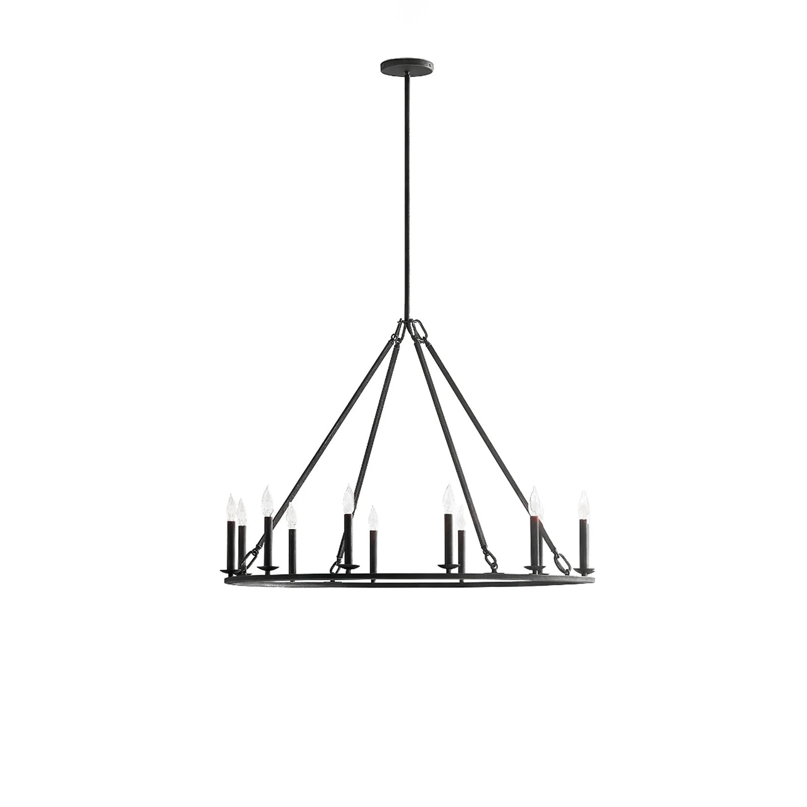 Exclusive Black Round Farmhouse Candle Chandelier Convenient