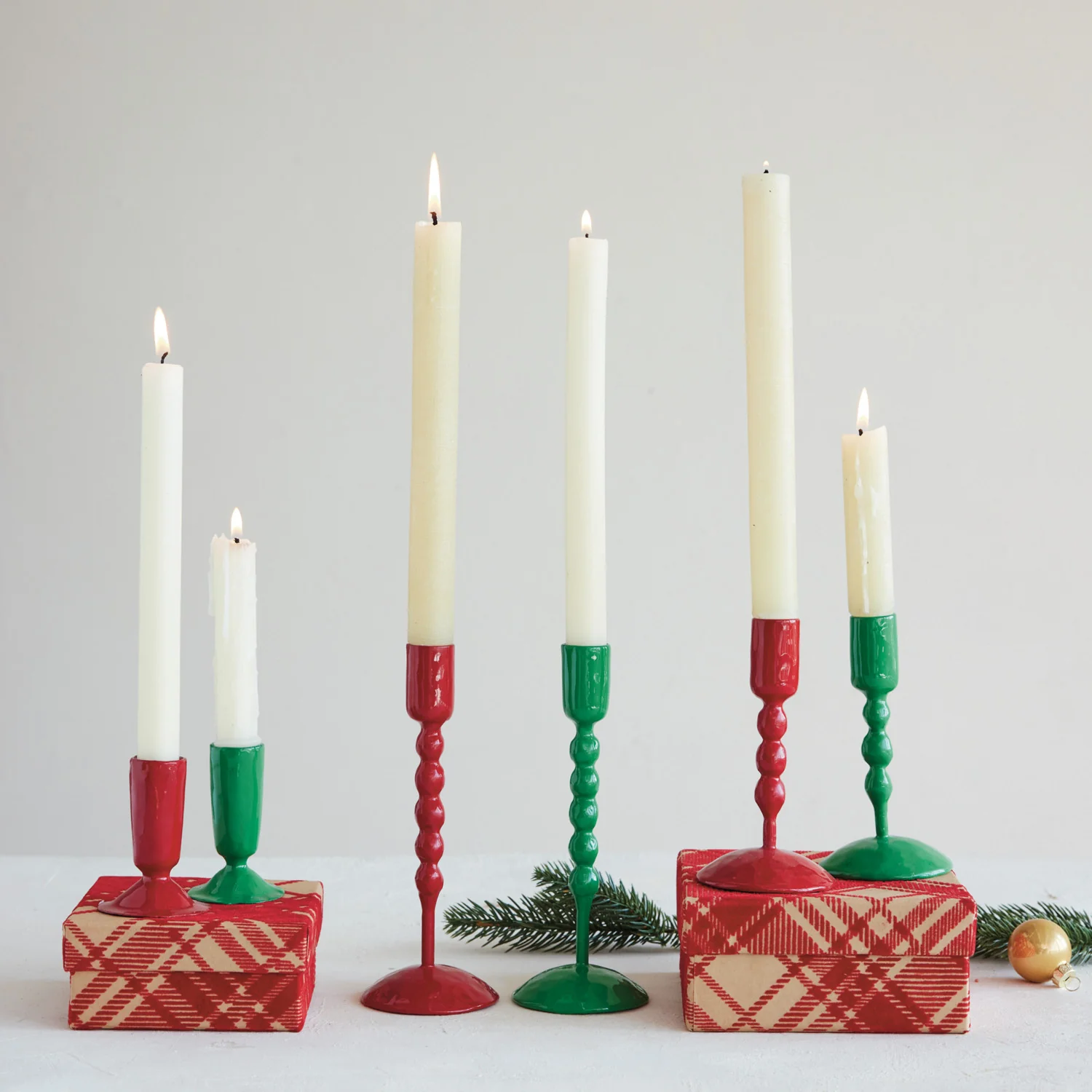 Eco-Friendly Hand-Forged Enameled Iron Taper Candle Holders Fast
