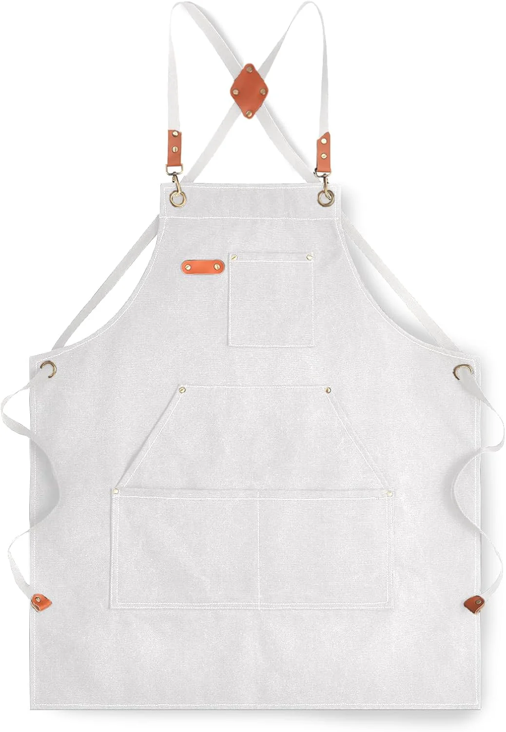 Functional Canvas Aprons for Men Chef Apron Work Apron with Large Pockets - 16oz Heavy Duty Cross Back BBQ Cooking Top-Quality