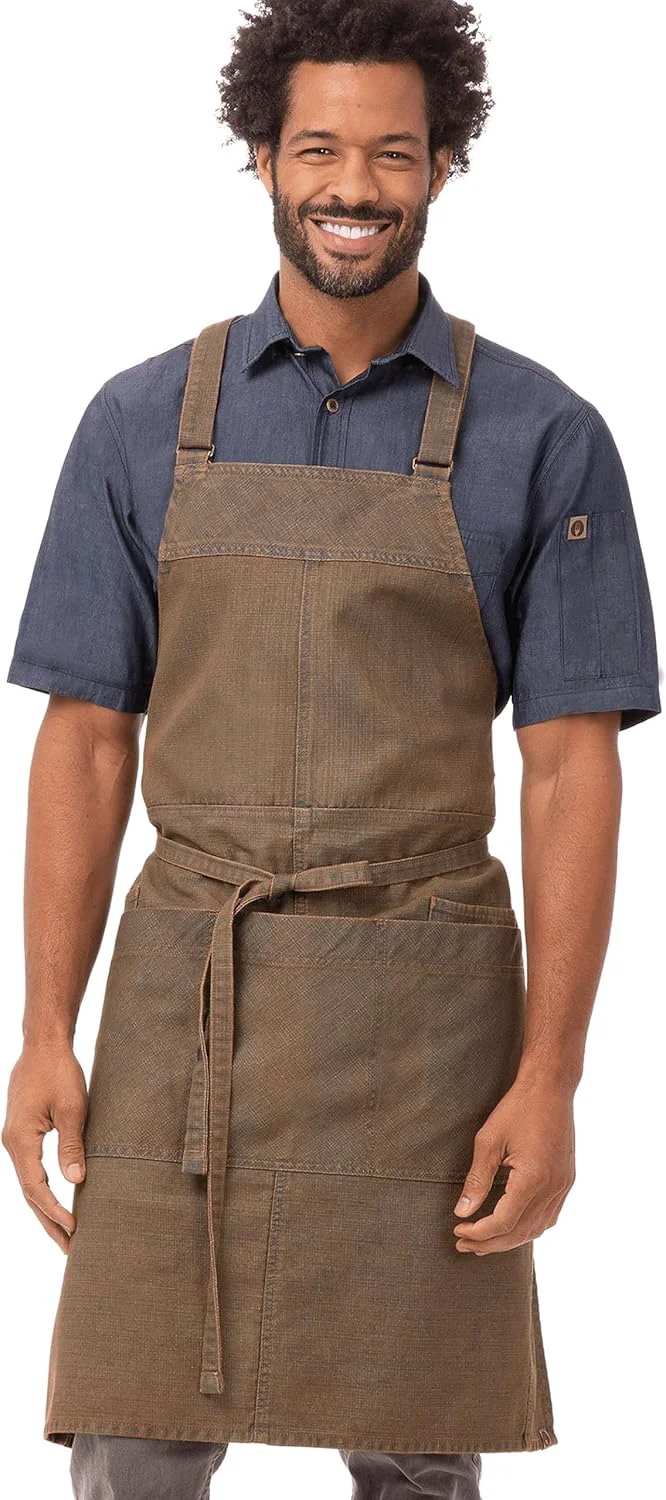 High-Grade Chef Works Unisex Uptown Cross-Back Bib Apron Fashionable