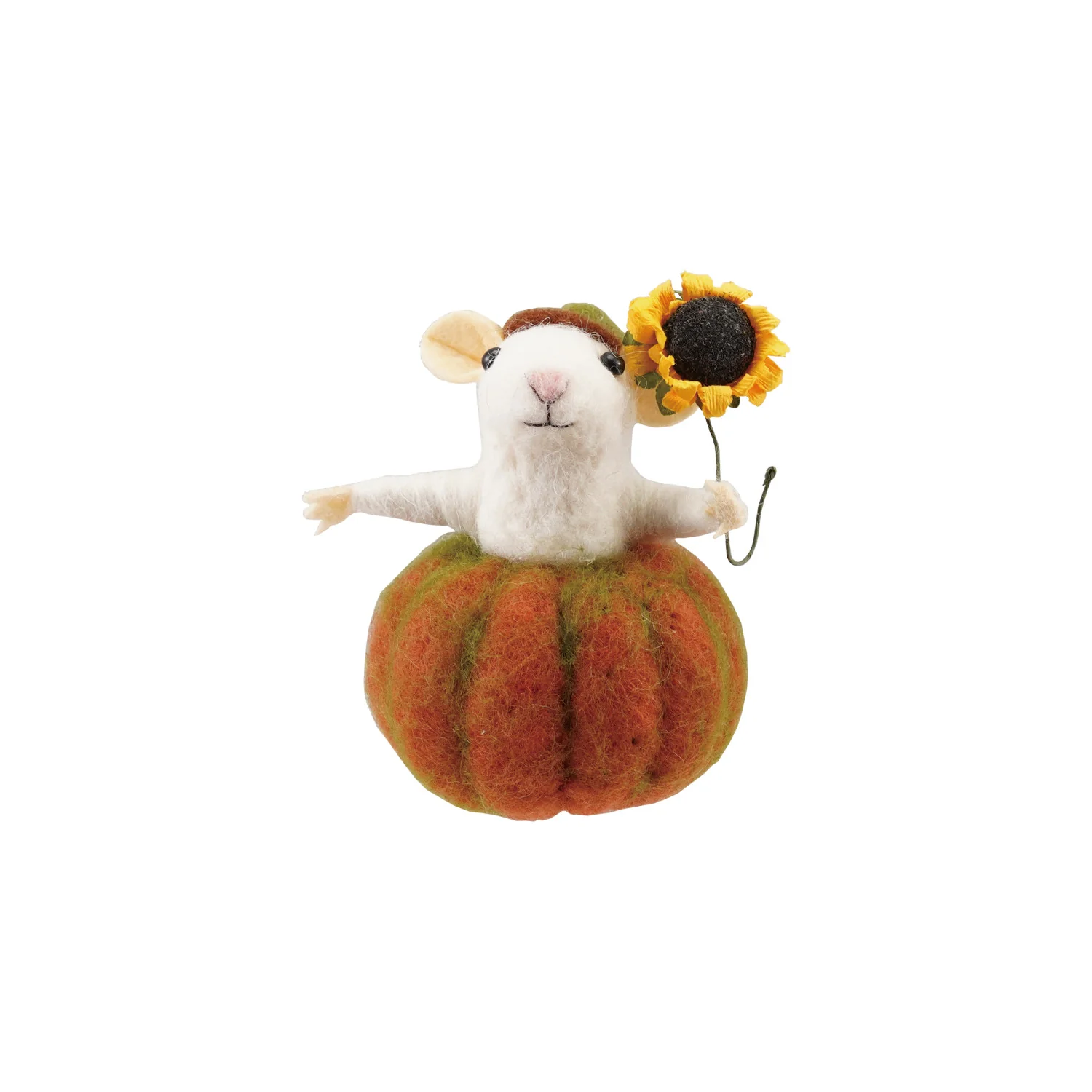 Modern Handmade Wool Felt Harvest Mouse with Pumpkin Effective