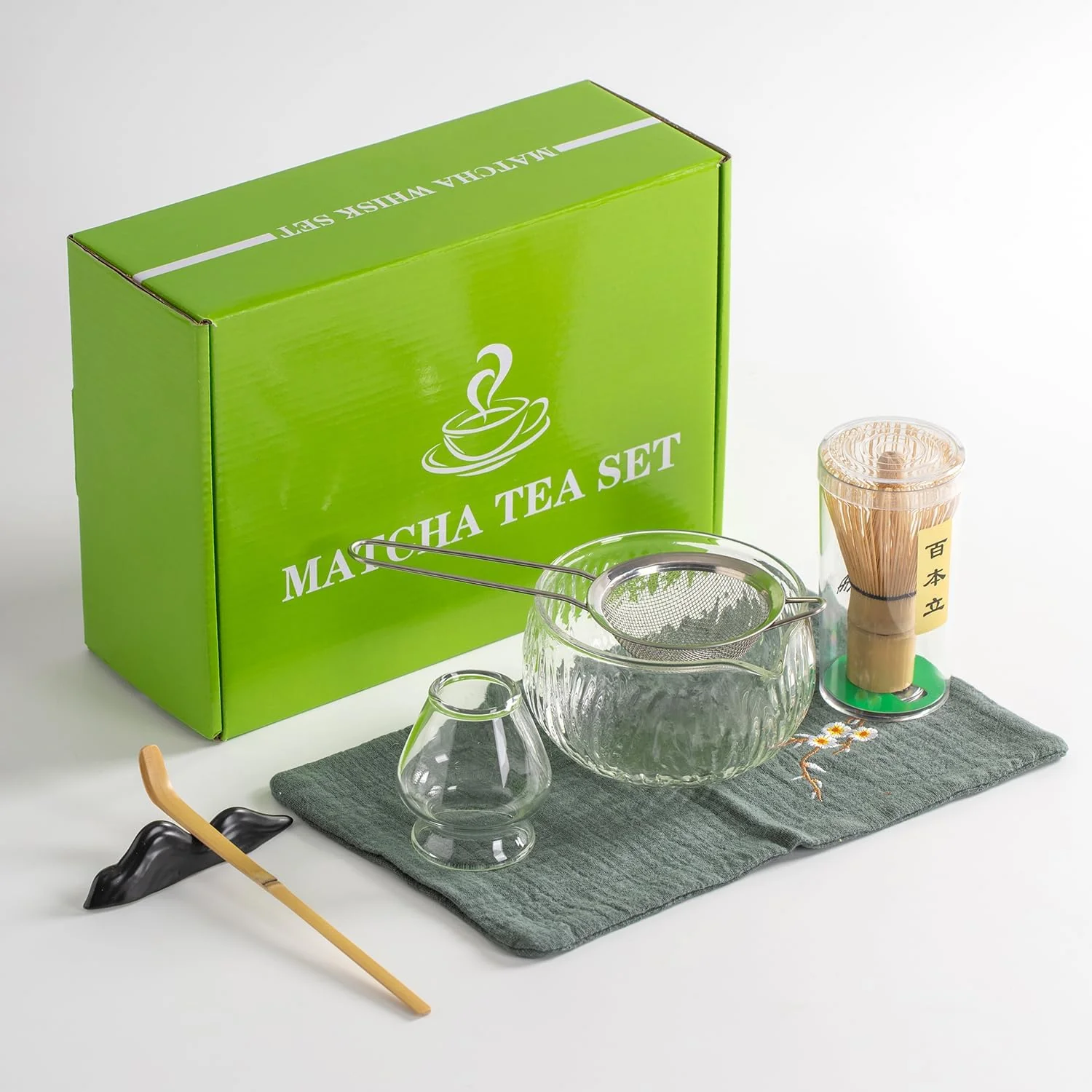 Proven Japanese Tea Set 7pcs Matcha Whisk Set Matcha Bowl with Pouring Spout Bamboo Matcha Whisk chasen Scoop chashaku Matcha Whisk Holder Tea Making First-Class