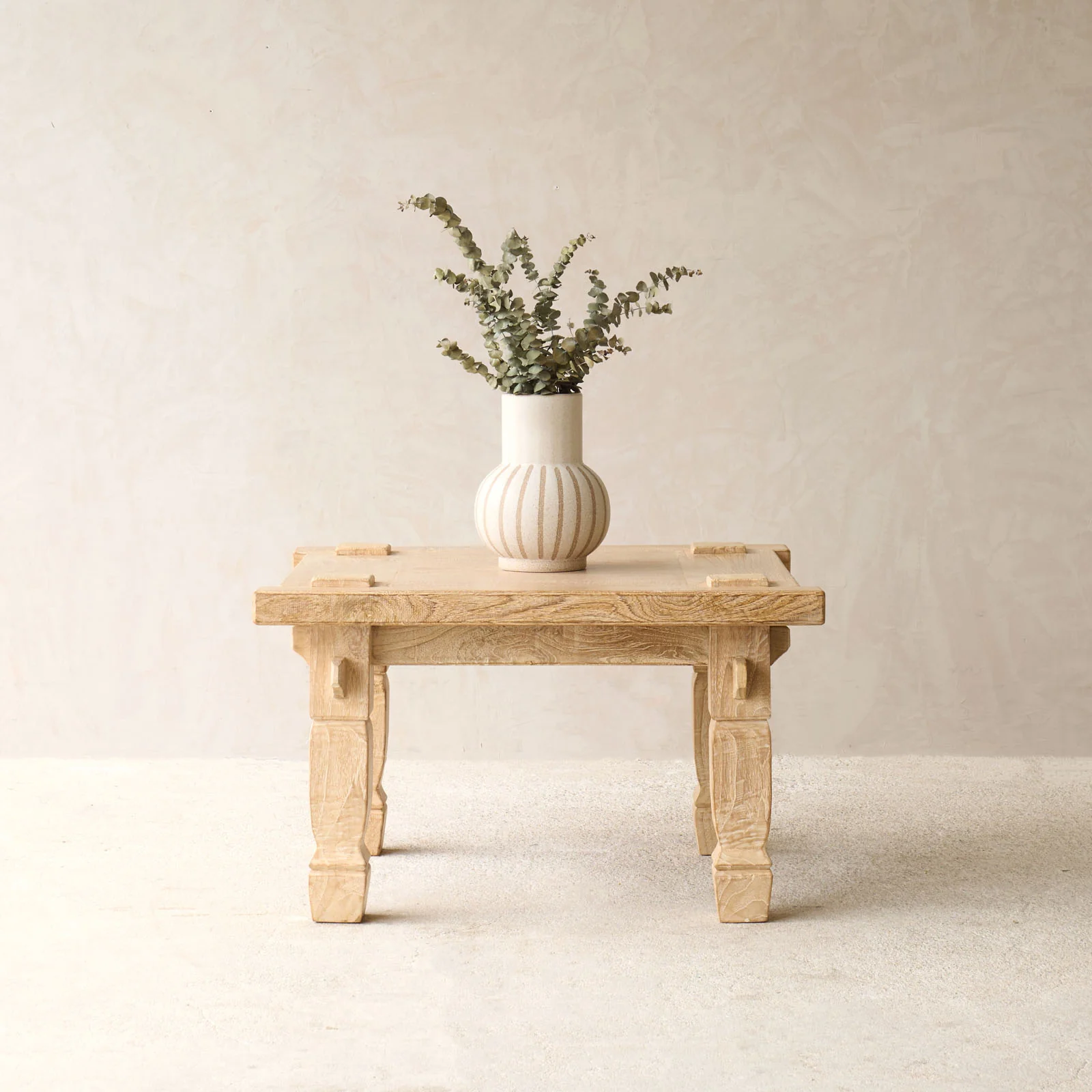 High-Quality Weaving Coffee Table Square - Whitewash 75cm Elegant