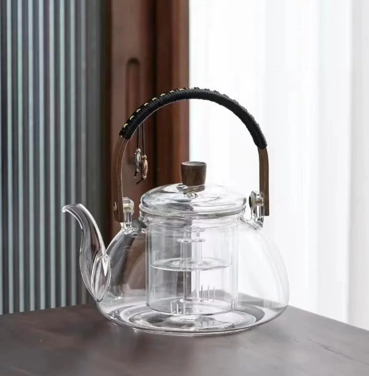 Breathable Zenation Japanese Style 950ml Glass Teapot with Removable Infuser Stovetop Safe Tea Kettle Blooming and Loose Leaf Tea Maker Set Clear Professional