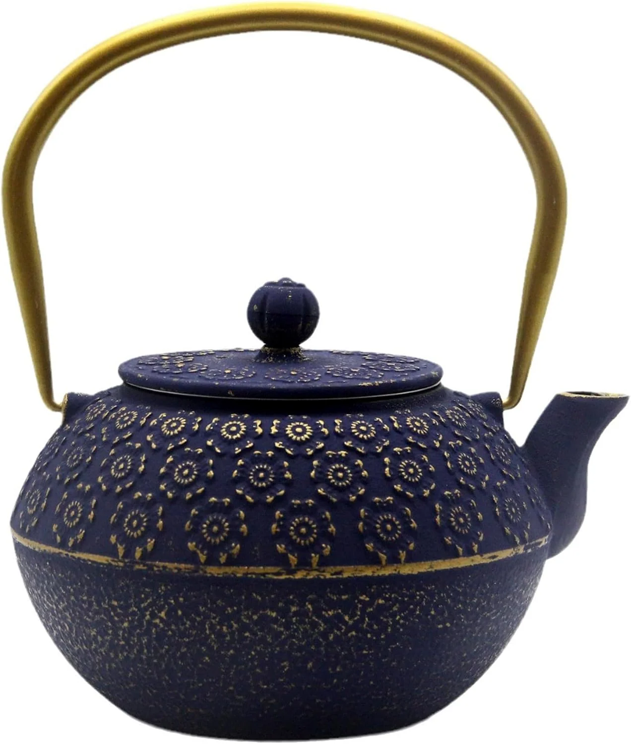 Lightweight 33.8oz Small Cast Iron Tea Kettle for Stovetop Japanese Tetsubin Tea Pot Coated with Enameled Interior Durable Cast Iron Teapot with Stainless Steel Infuser for Loose Tea and Tea Bags 1000ml Safe