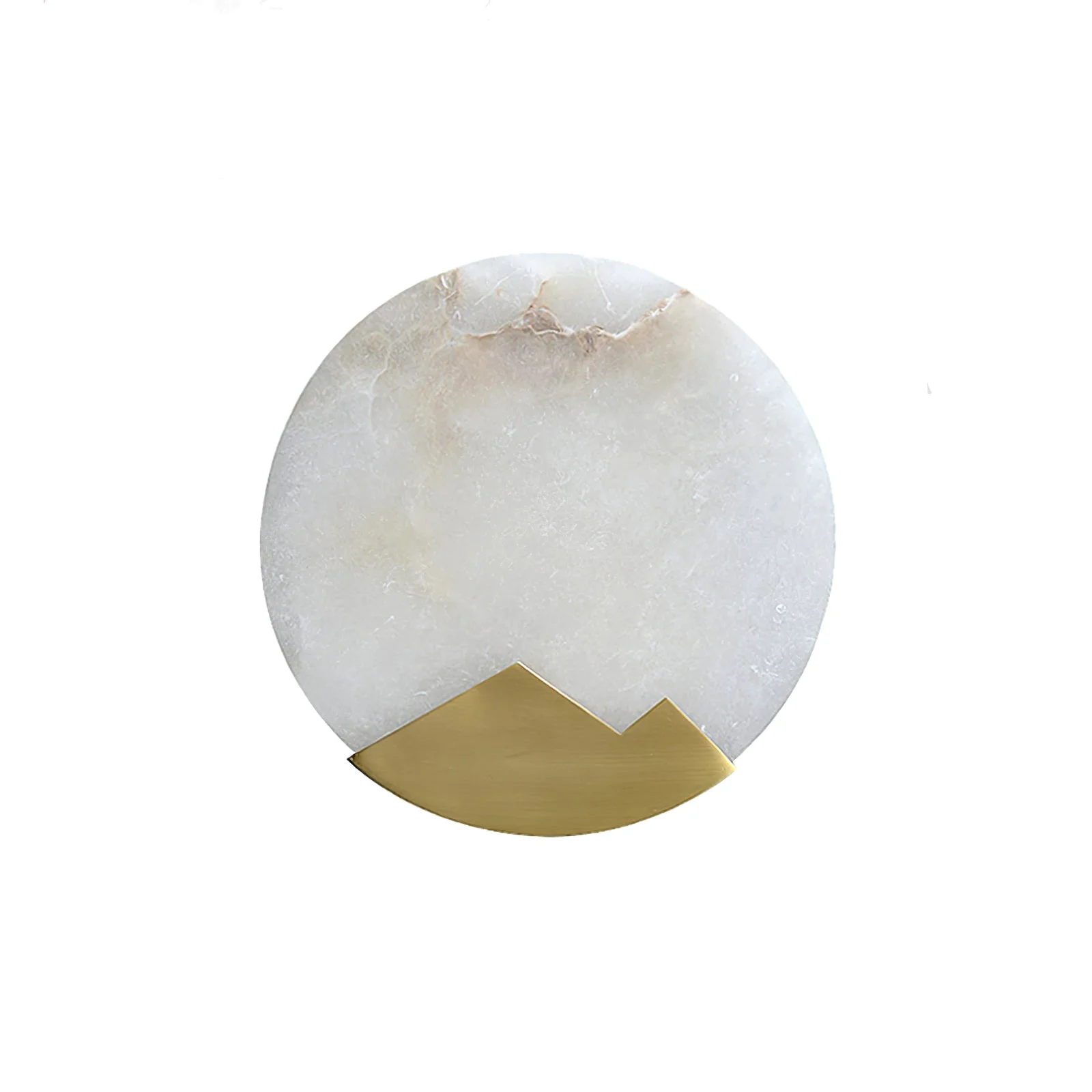 Casual Brass and Alabaster Round Wall Light Comfortable