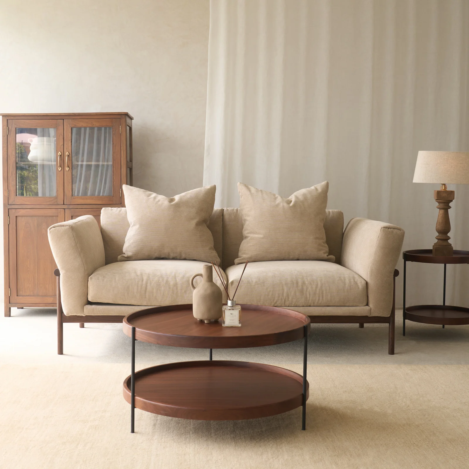 Fine Crafted Timm 2 Seater Fabric Sofa Espresso Oak - Ammonite 175cm Prestigious