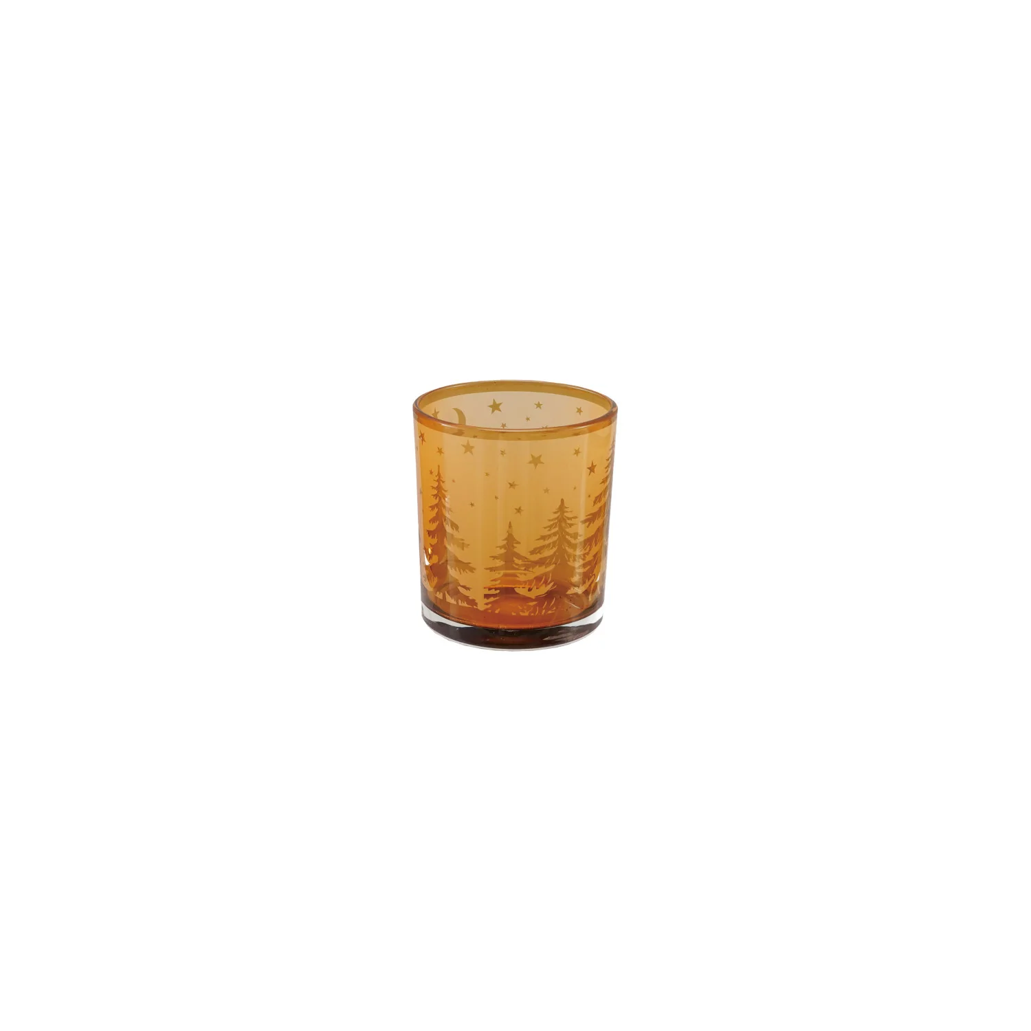 Advanced Amber Glass Woodland Tealight Holder Dependable
