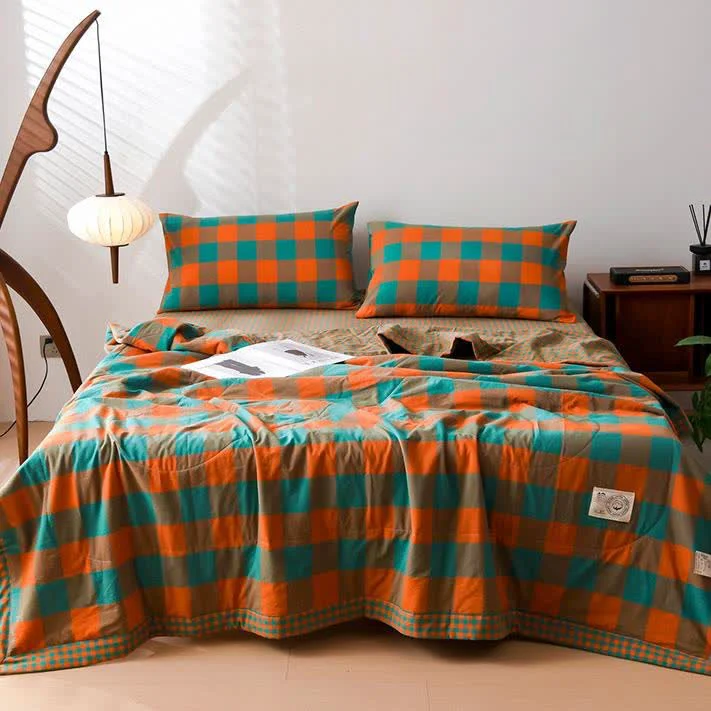 Exceptional Yarn-dyed Plaid Pure Cotton Vintage Bedding Consistent
