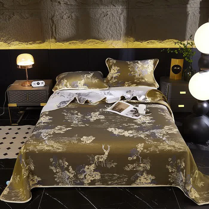 Flexible Jacquard Landscape Cooling Reversible Coverlet Smart