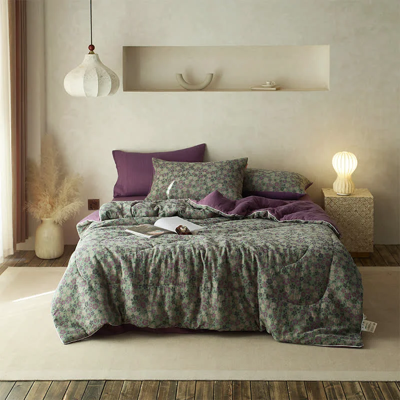 Minimalist Jacquard Flower Cotton Gauze Comfy Bedding Organic