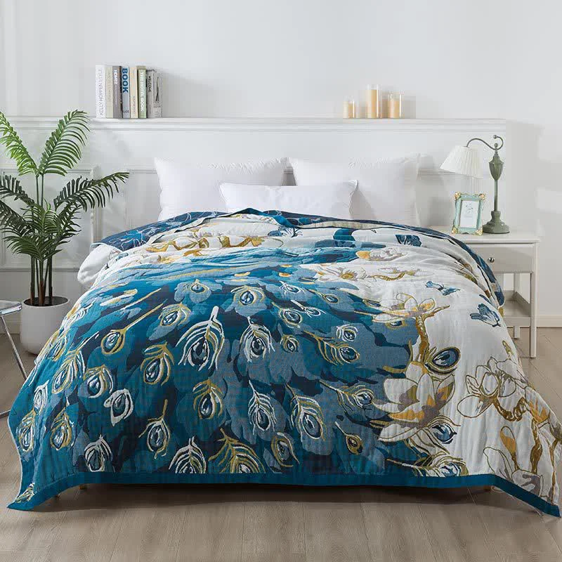 Smart Cotton Gauze Jacquard Peacock Comfy Quilt Advanced