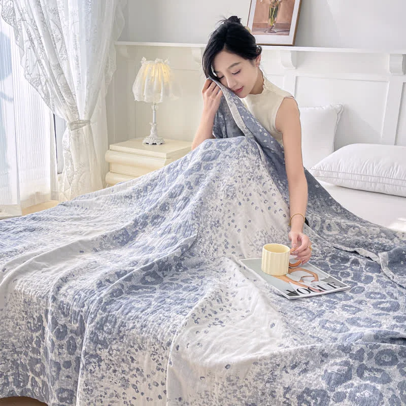 Sophisticated Three Layers Leopard Print Cotton Gauze Quilt Original