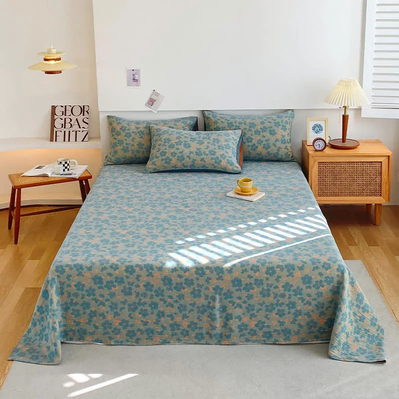 Elegant Premium Cotton Pastoral Style Flat Sheet Relaxed