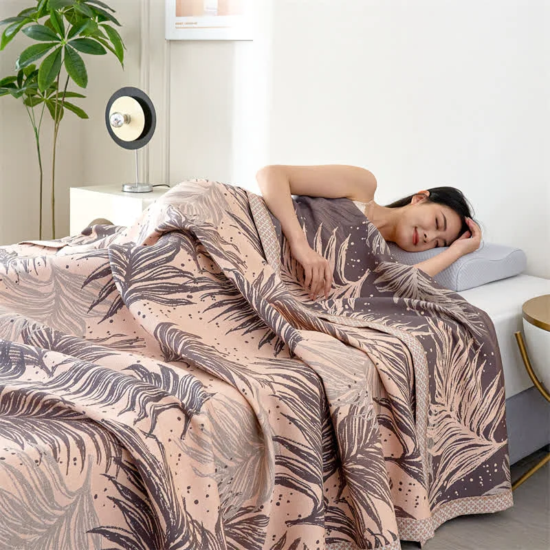 Sophisticated Lyocell Gauze Pastoral Leaves Soft Quilt Reusable