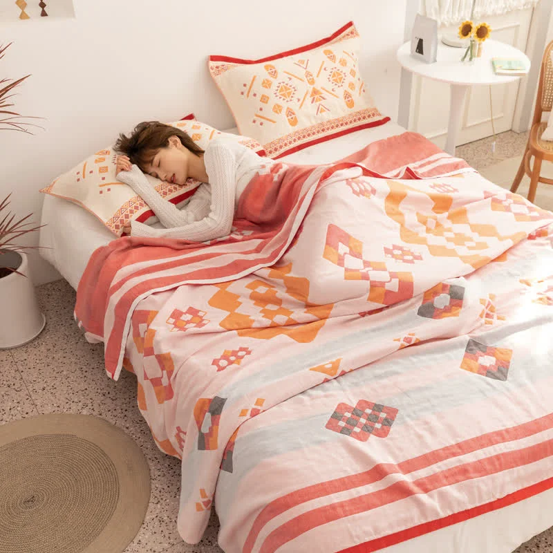 Elite Geometric Four Layer Cotton Gauze Quilt Sustainable