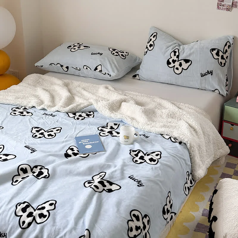 Trendy Cute Butterfly Sherpa Duvet Cover Blanket Certified