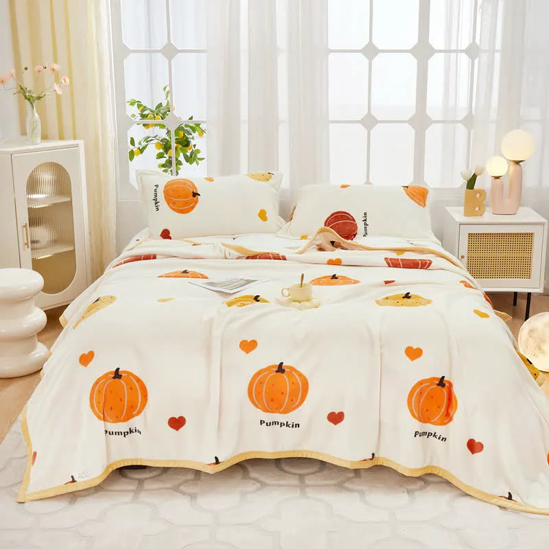 Detailed Flannel Halloween Holiday Pumpkin Blanket Relaxed
