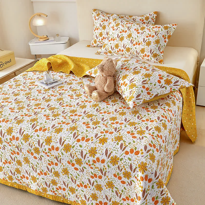 High-Grade Blooming Flower Pure Cotton Lightweight Coverlet Healthy