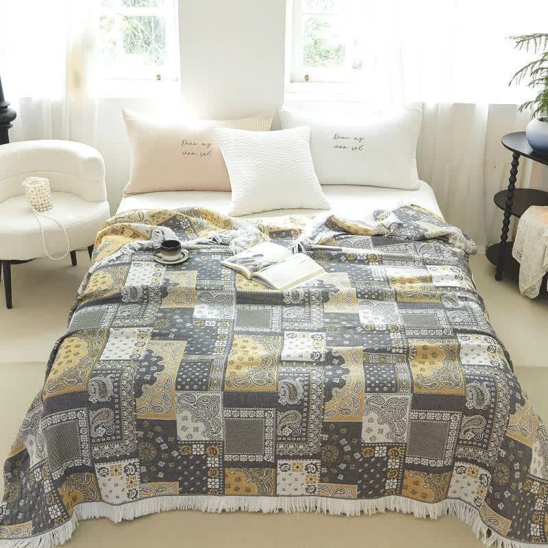 Minimalist Summer Breathable Tassel Cotton Gauze Quilt Refined
