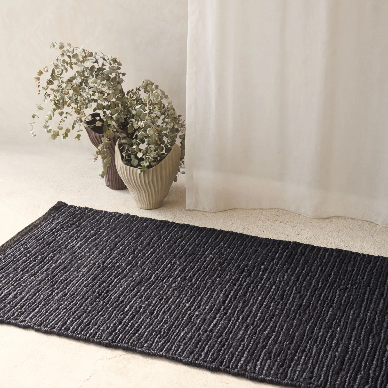 High-Grade Sumak Handwoven Runner Black Minimalist