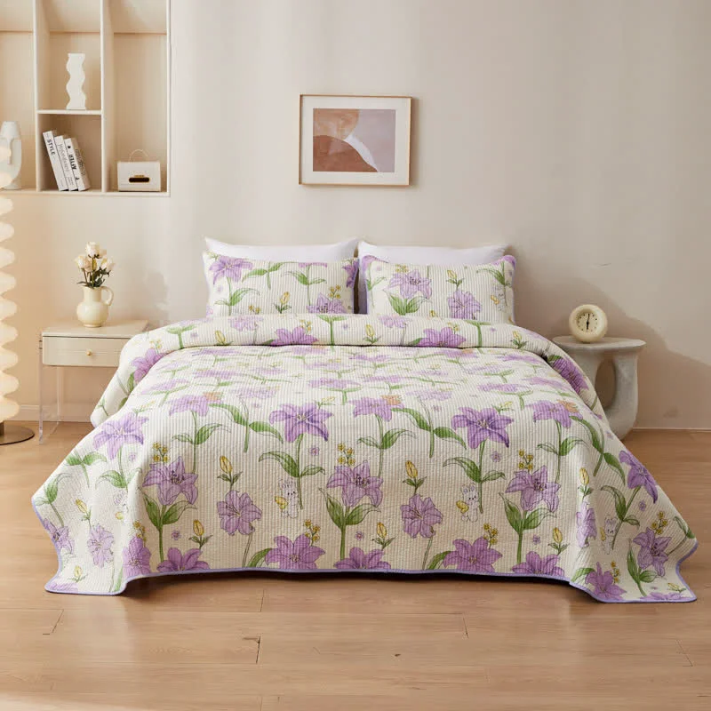 Reusable Quilted Pure Cotton Rural Lily Bedding Specialty