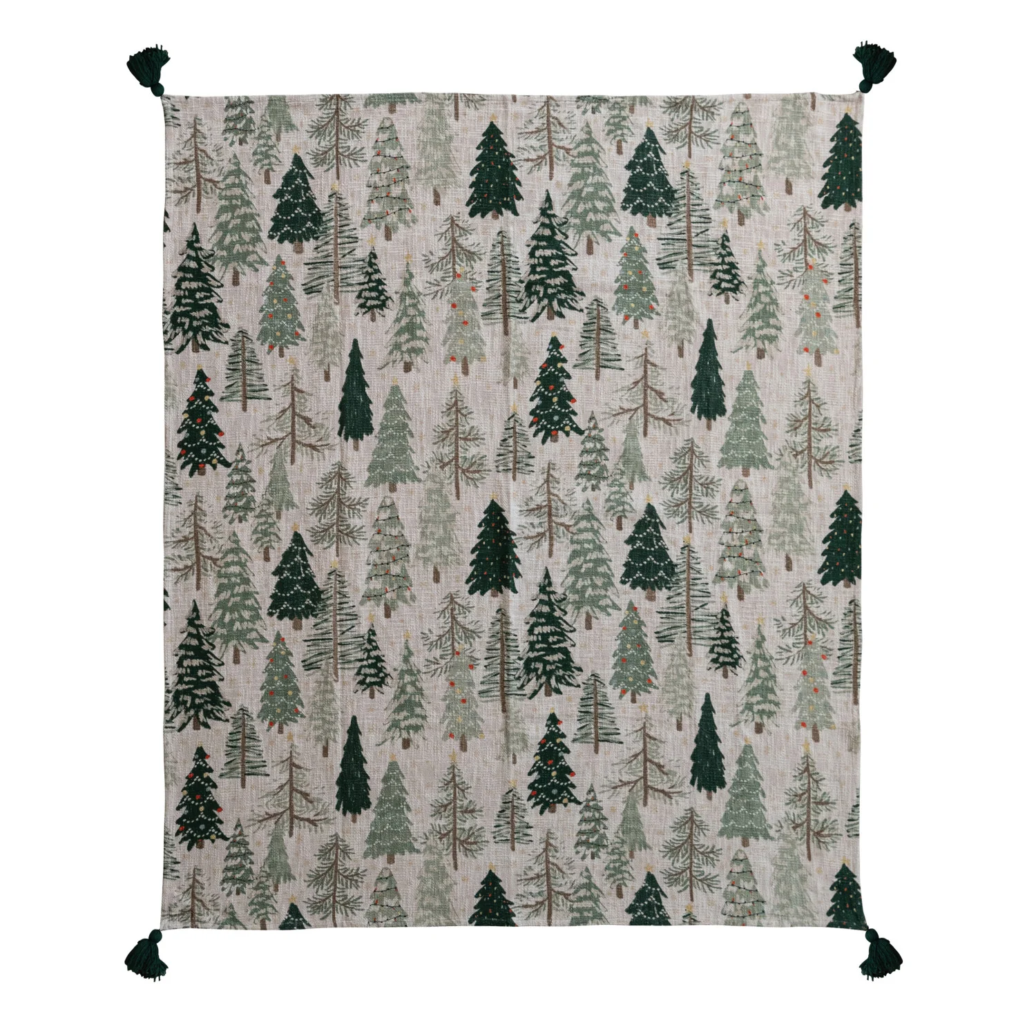 Flexible Evergreen Forest Cotton Throw Blanket Natural