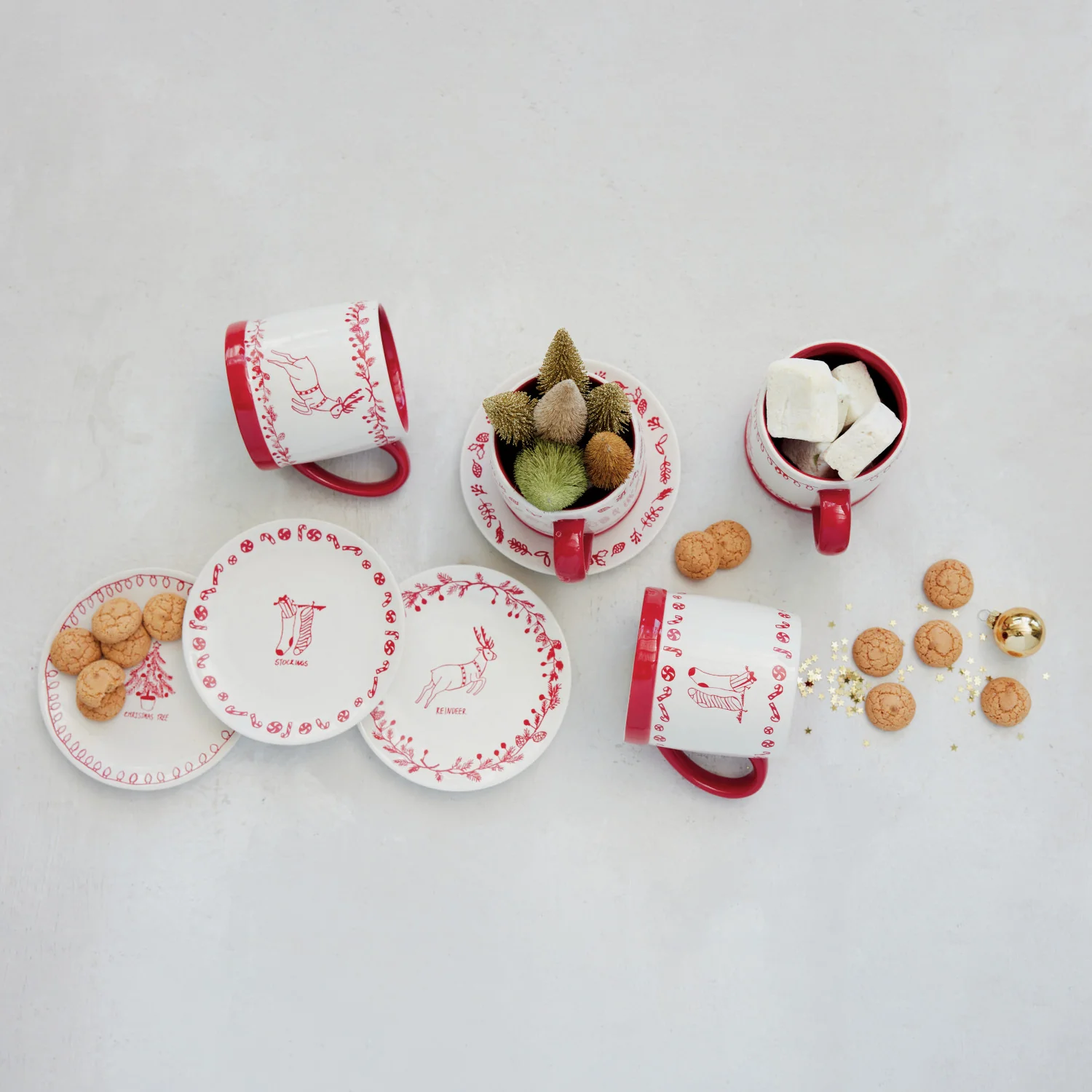 Minimalist Red White Stoneware Holiday Mug High-End