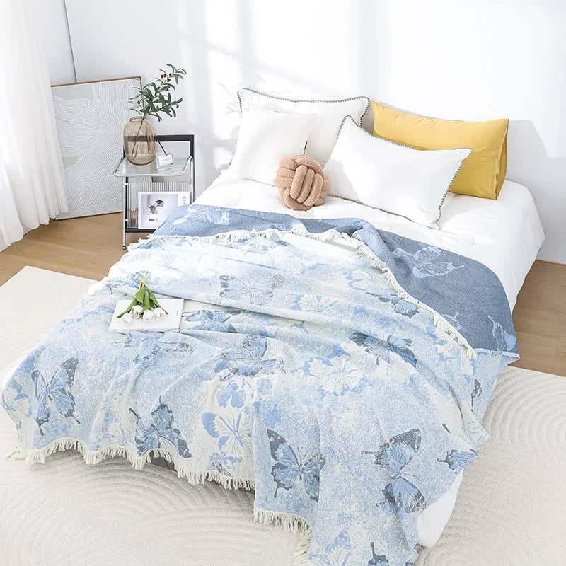 Versatile Fresh Style Cotton Gauze Butterfly Quilt Environmentally Friendly