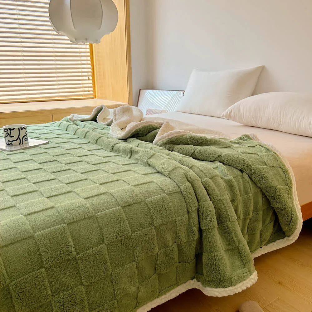 Reliable Checkerboard Texture Soft Sherpa Blanket Superior