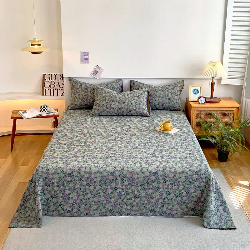 Smooth Cotton Gauze Elegant Floral Flat Sheet Official