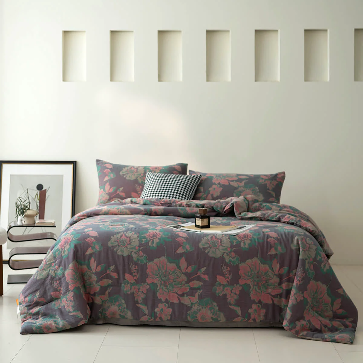 Stylish Double Layer Gauze Floral Cotton Bedding Environmentally Friendly