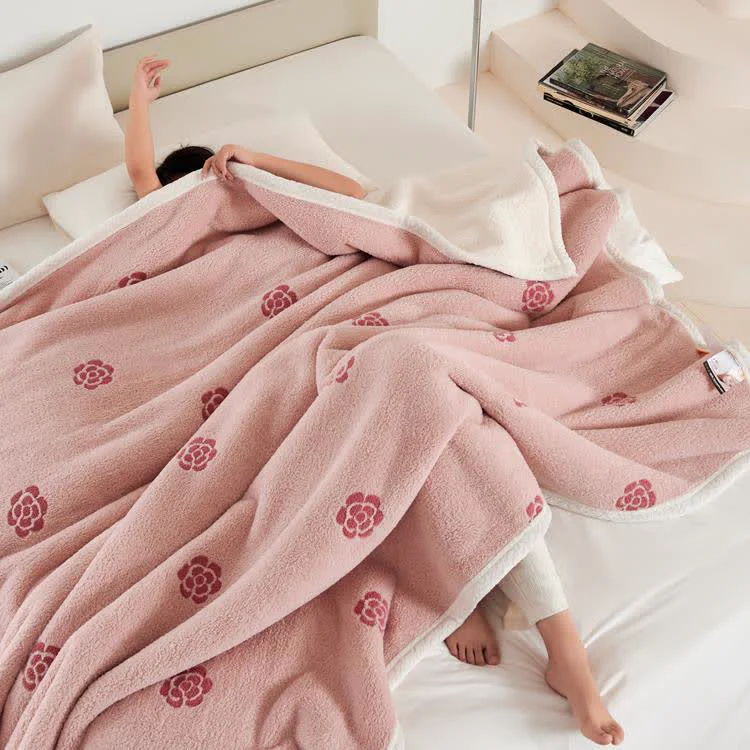 Certified Girly Pastoral Camellia Fleece Blanket Artisan