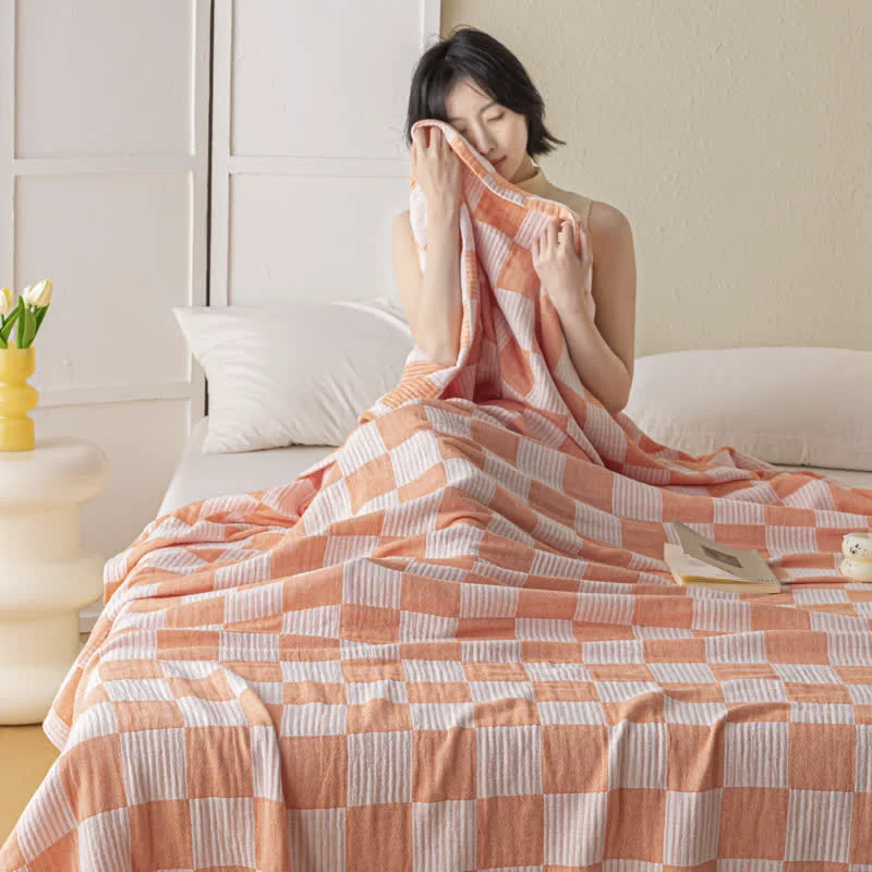 Minimalist Modern Checkerboard Pure Cotton Breathable Quilt Long-Lasting