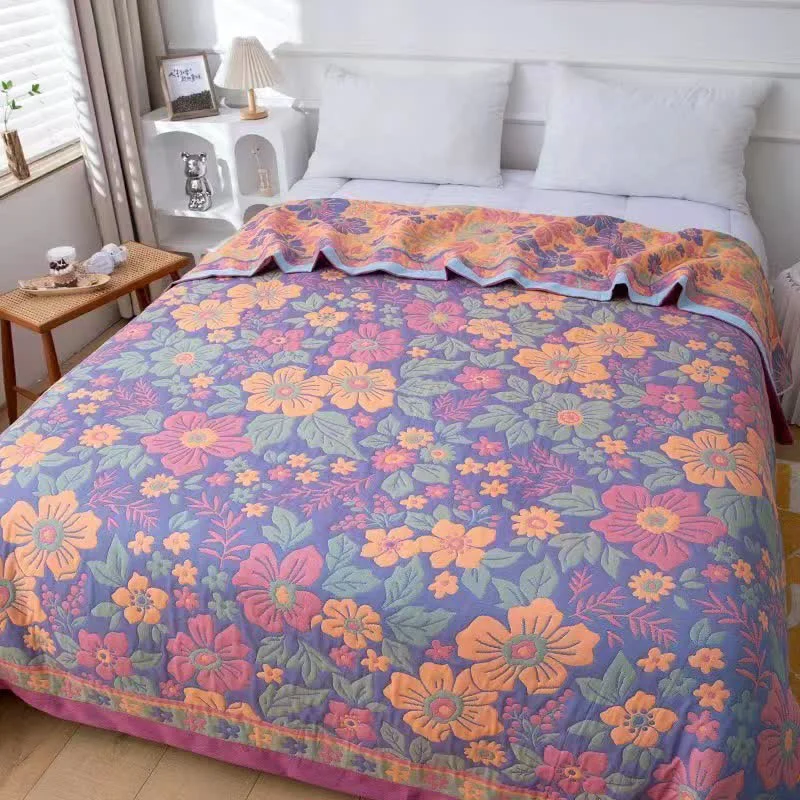 Quality Jacquard Cotton Pastoral Summer Towel Quilt Minimalist