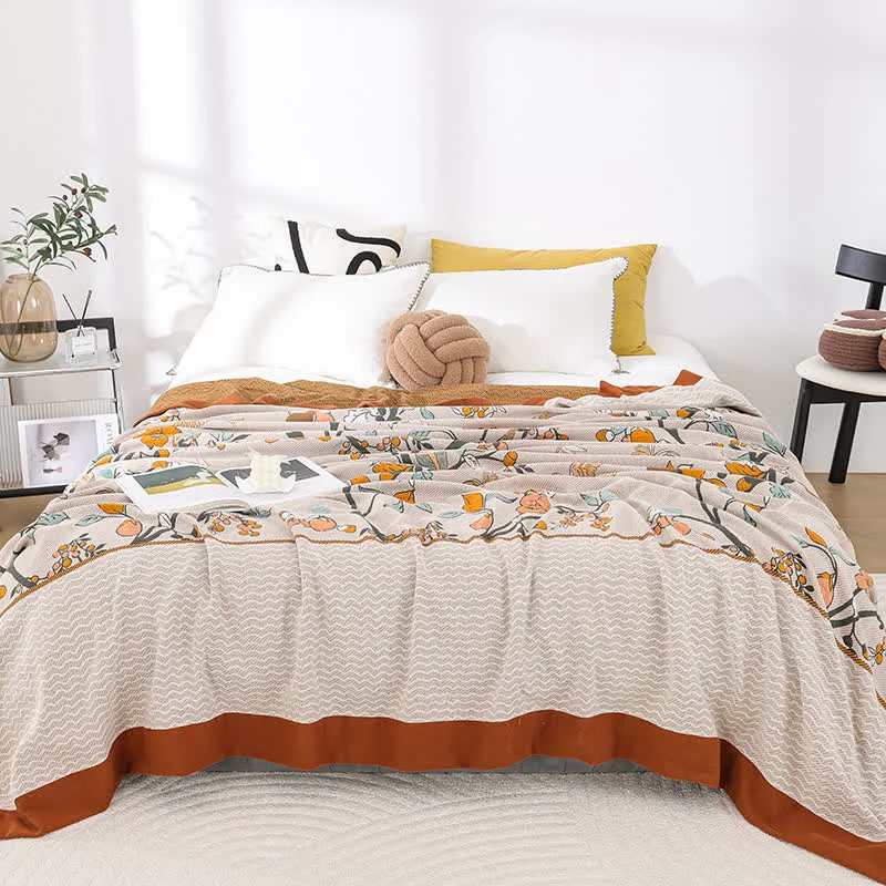Stylish Cotton Gauze Soft Vintage Floral Quilt Solid