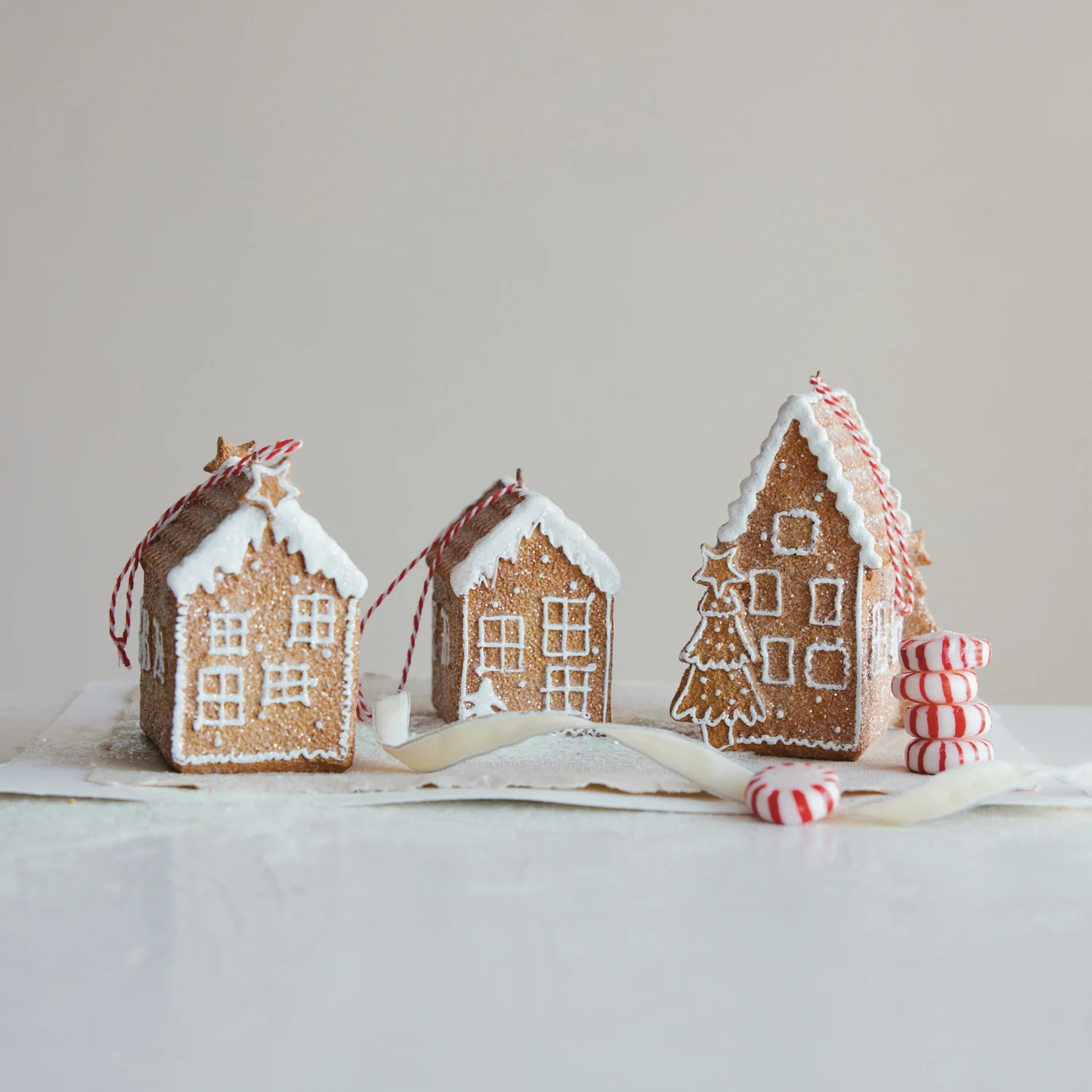 Lightweight Glittered Gingerbread House Ornament Clean