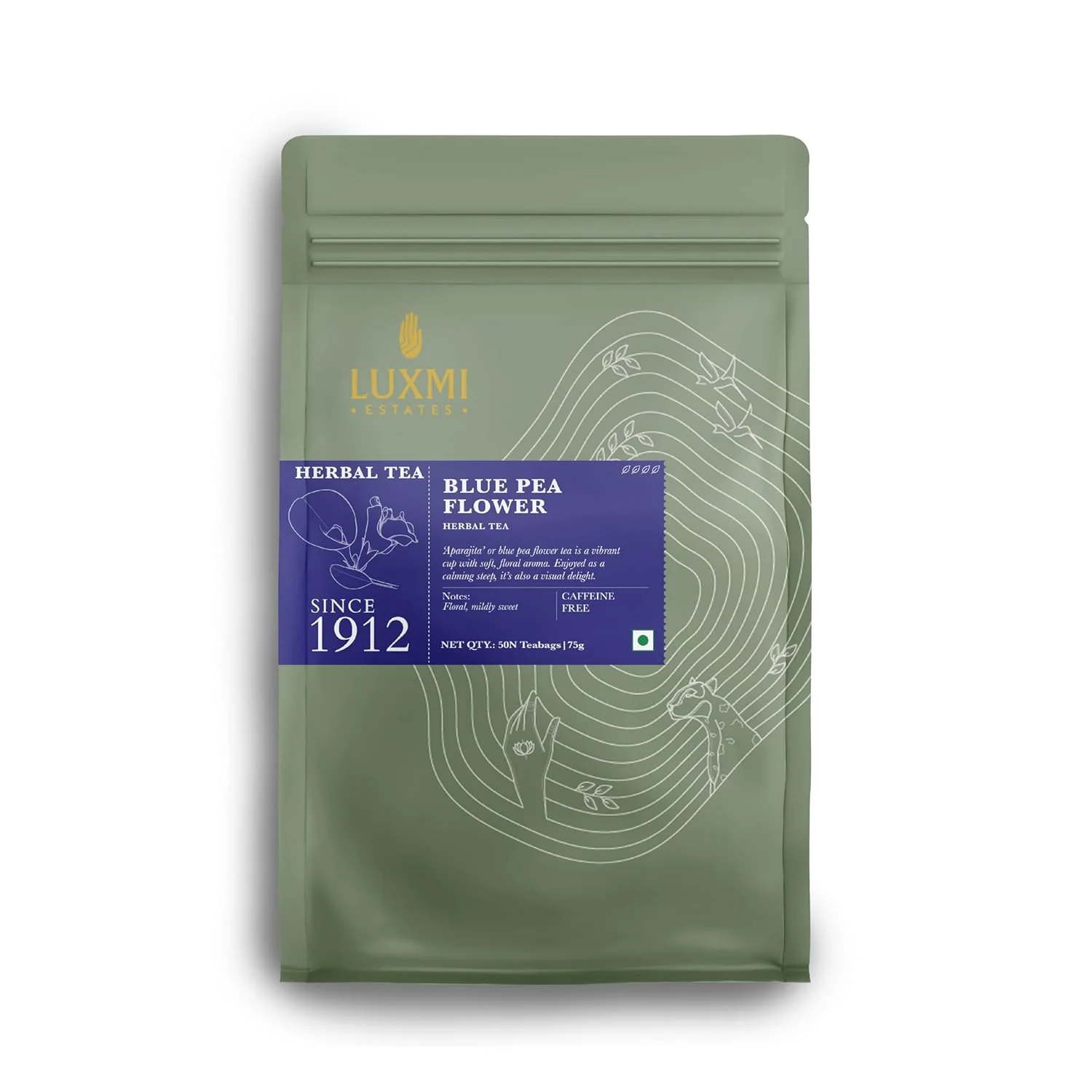 Responsible Luxmi Estates Butterfly Pea Flower Organic Blue Pea Flower Tea 50 Tea Bags Caffeine Tea Bags For Relaxing Calming and Stress Relief Long-Lasting