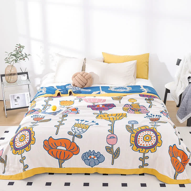 Recyclable Pure Cotton Gauze Cartoon Flower Quilt Excellent