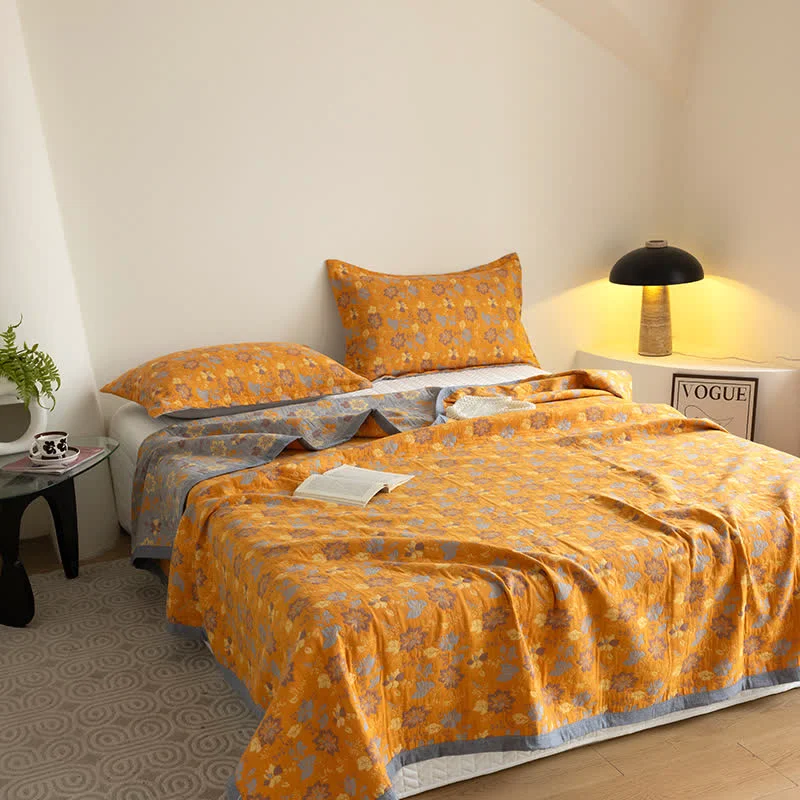 Pure Three Layers Gauze Floral Breathable Functional Quilt First-Class
