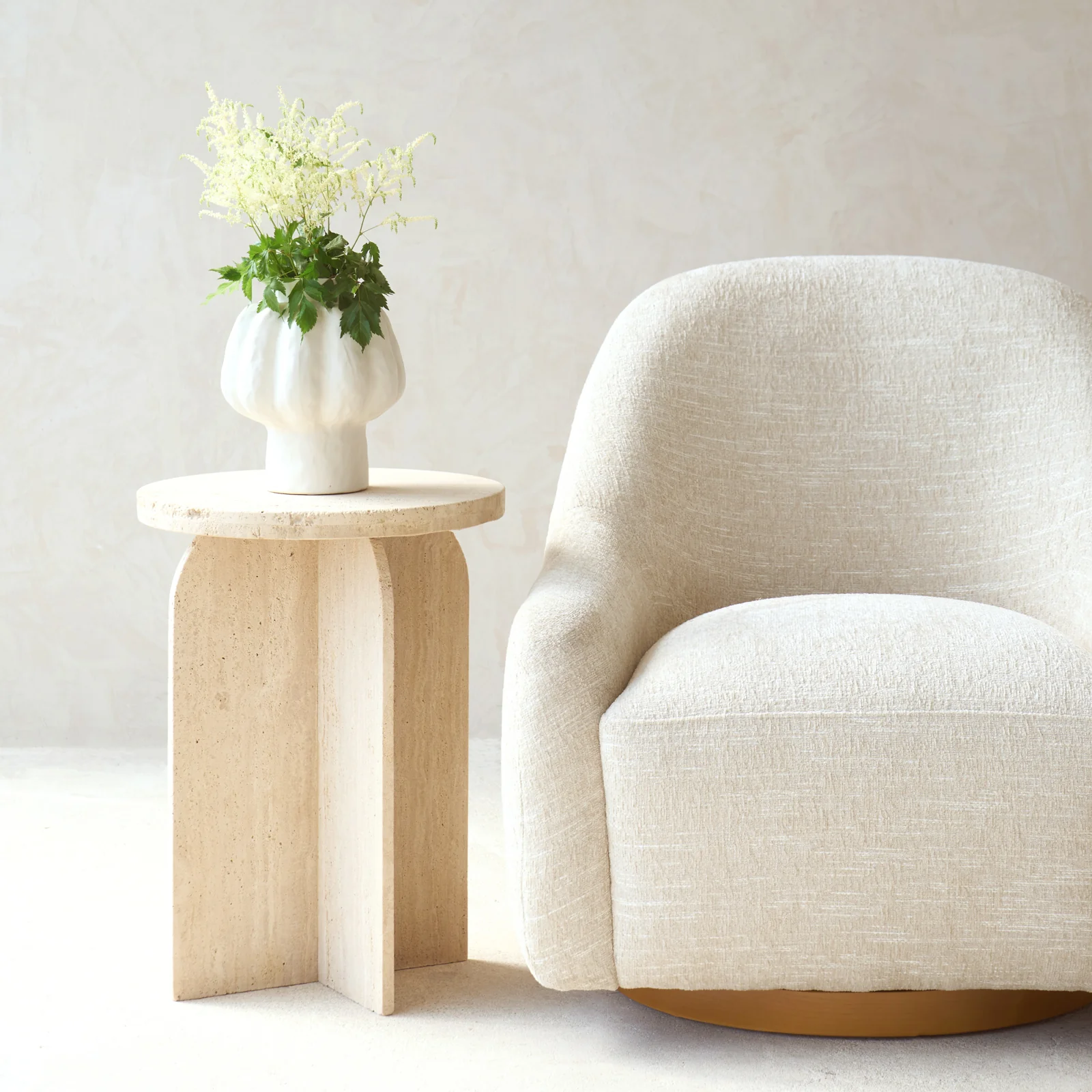Outstanding Otinia Travertine Side Table Sand Specialty