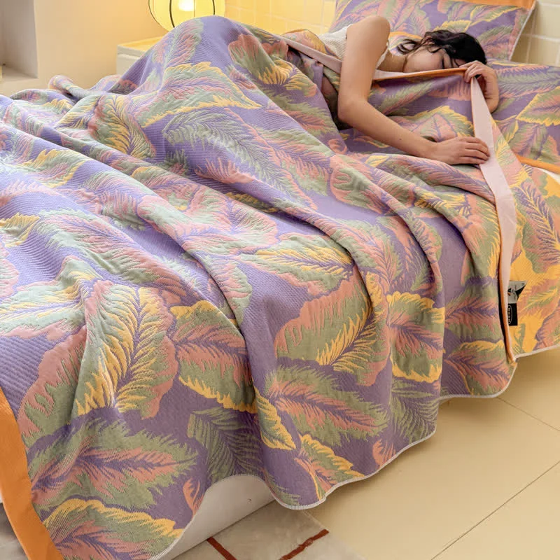 Certified Rustic Rainforest Leaf Reversible Breathable Quilt World-Class