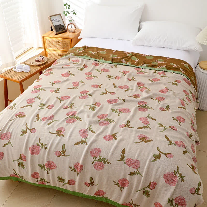 Superior Bamboo Fiber Rural Rose Summer Blanket Comfortable