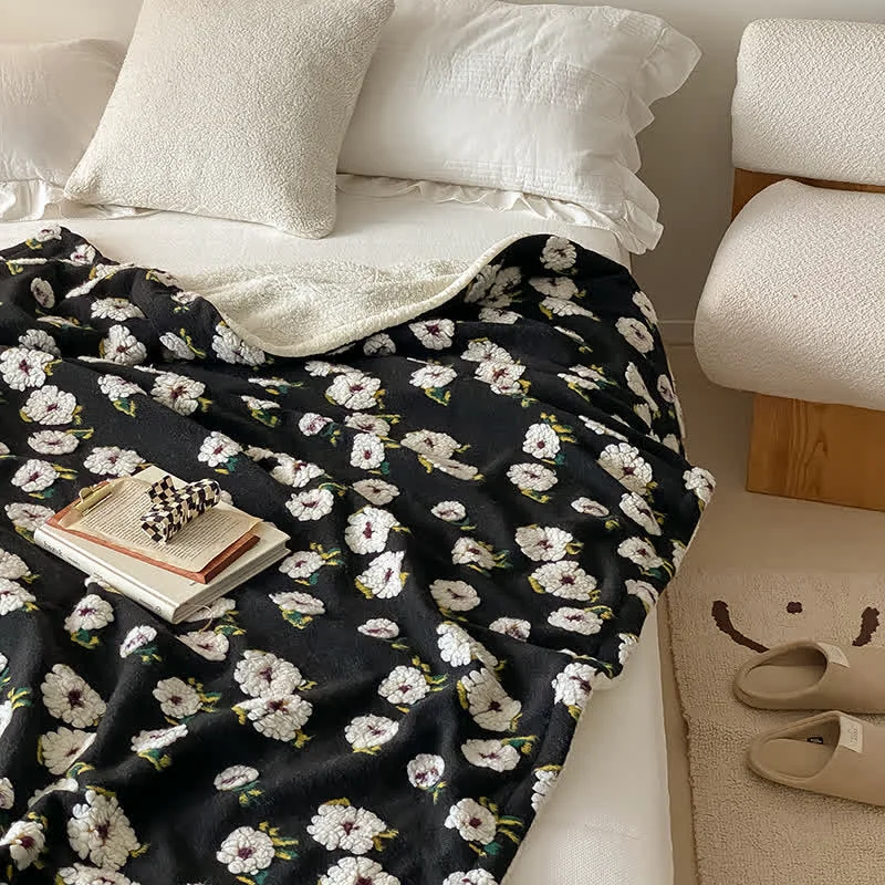 Elite Retro Floral Warm Fleece Throw Blanket Fast