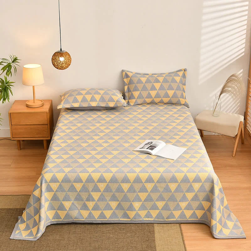Proven Ownkoti Triangle Pattern Gray Yellow Cotton Quilt Efficient