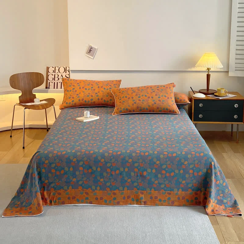 Sustainable Cotton Gauze Elegant Leaf Soft Coverlet Prestigious