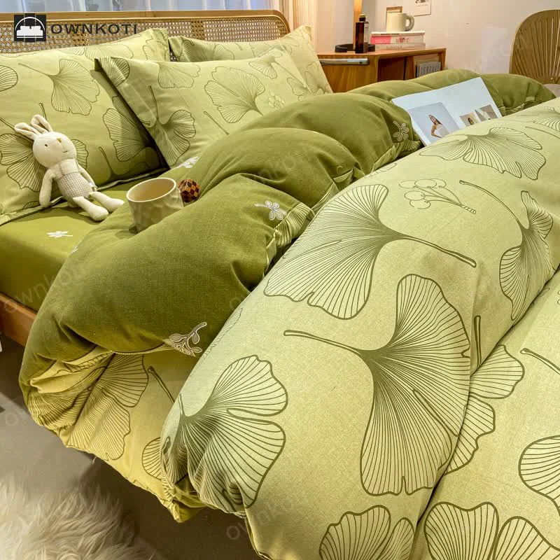 Durable Brushed Cotton Ginkgo Leaf Bedding Functional
