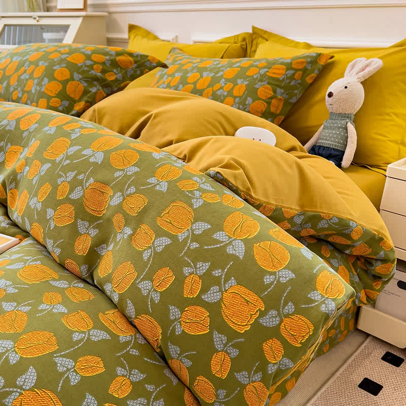 Stylish Ginger Yellow Flower Rustic Bedding Collection Healthy